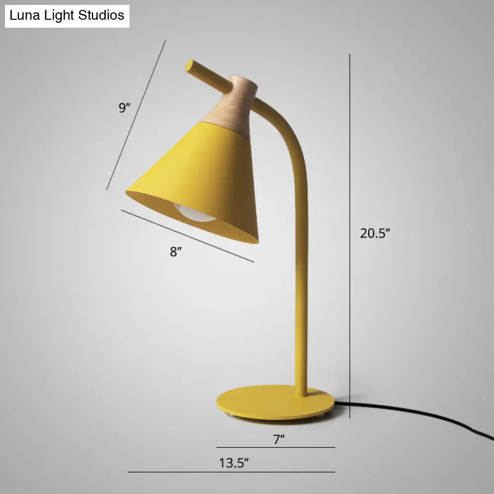Adjustable Desk Lamp with Cone Shade – Metal Gooseneck Reading Light for Nightstand, Bedroom & Home Office | Thomler