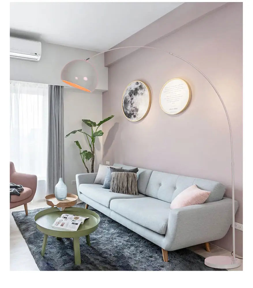 Steel Arc Floor Lamp with Rippled Metal Shade – Adjustable Rod Design for Living Room, Bedroom & Kids' Spaces | Thomler
