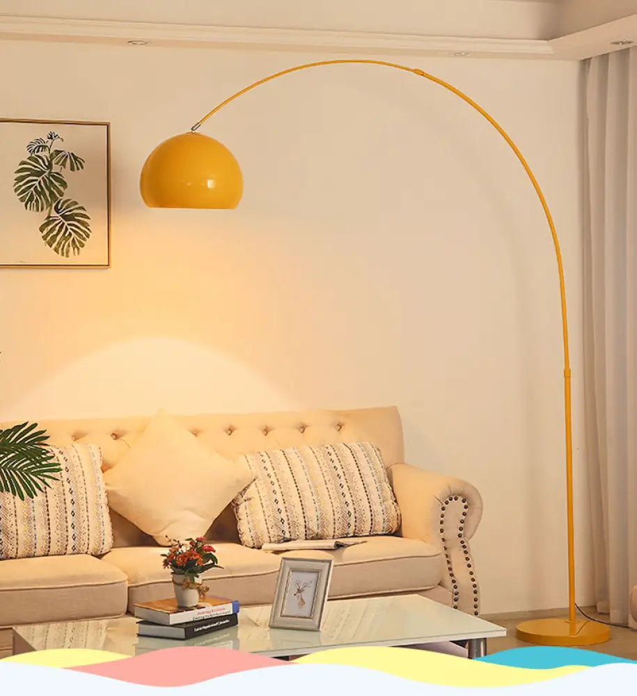 Steel Arc Floor Lamp with Rippled Metal Shade – Adjustable Rod Design for Living Room, Bedroom & Kids' Spaces | Thomler