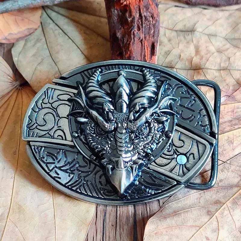 Western Metal Belt Buckle with Hidden EDC Tool | Interchangeable Oval Designs for Men & Women | Fits 1.5 Inch Belts | Rodeo Ranch Country | Thomler