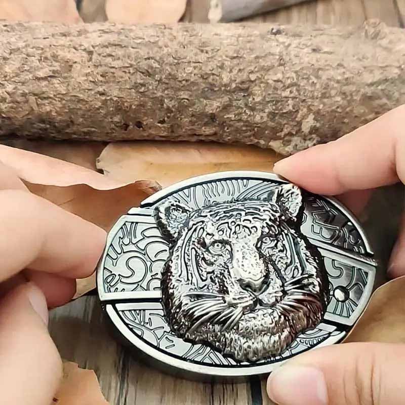 Western Metal Belt Buckle with Hidden EDC Tool | Interchangeable Oval Designs for Men & Women | Fits 1.5 Inch Belts | Rodeo Ranch Country | Thomler