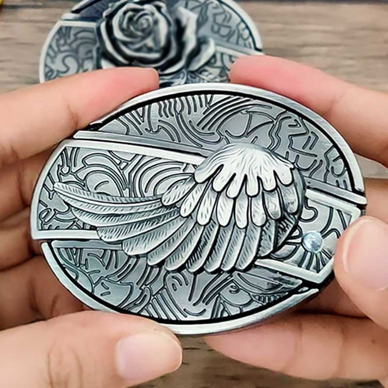 Western Metal Belt Buckle with Hidden EDC Tool | Interchangeable Oval Designs for Men & Women | Fits 1.5 Inch Belts | Rodeo Ranch Country | Thomler