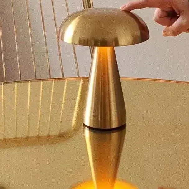 Table Lamp Metal 21.5 cm Wireless Touch Rechargeable Brass Gold Indoor Outdoor Patio Bedside Ambient Lighting USB C | Thomler
