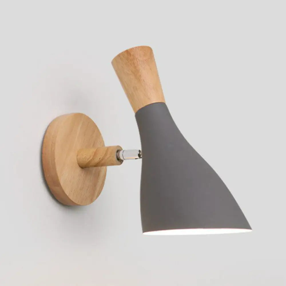 Adjustable Wood Wall Sconce with Rotating Metal Shade for Kids Room | Single-Light Fixture in Pastel Finish | E26 Base Nursery Lighting | Thomler