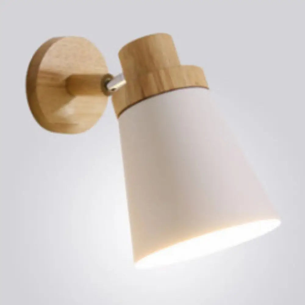 Adjustable Wood Wall Sconce with Rotating Metal Shade for Kids Room | Single-Light Fixture in Pastel Finish | E26 Base Nursery Lighting | Thomler