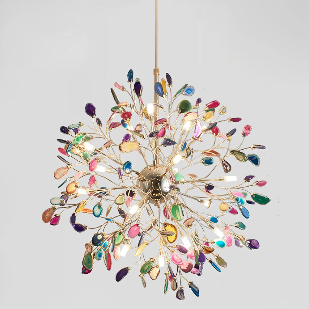 Pendant Light Natural Agate G4 58.0 cm Gold Living Room Dining Room Chandelier Multicolour Ceiling Hanging Light | Thomler