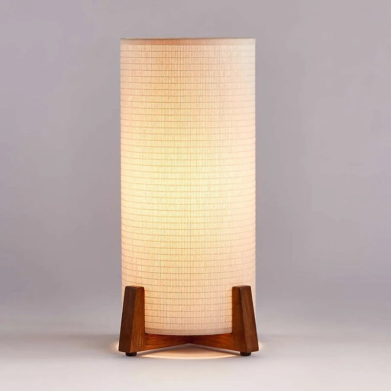 Floor Lamp Wood Fabric Shade 47.2 in Walnut Living Room Bedroom Japandi Minimalist Lighting Tall Standing Light | Thomler