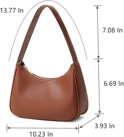 Compact Zippered Shoulder Bag for Women - Curved Silhouette Purse for Daily Essentials - Versatile Handbag Crossbody or Clutch - Lightweight | Thomler