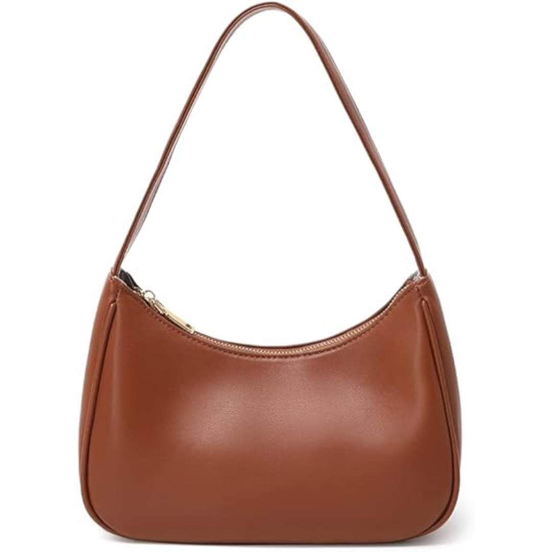 Compact Zippered Shoulder Bag for Women - Curved Silhouette Purse for Daily Essentials - Versatile Handbag Crossbody or Clutch - Lightweight | Thomler