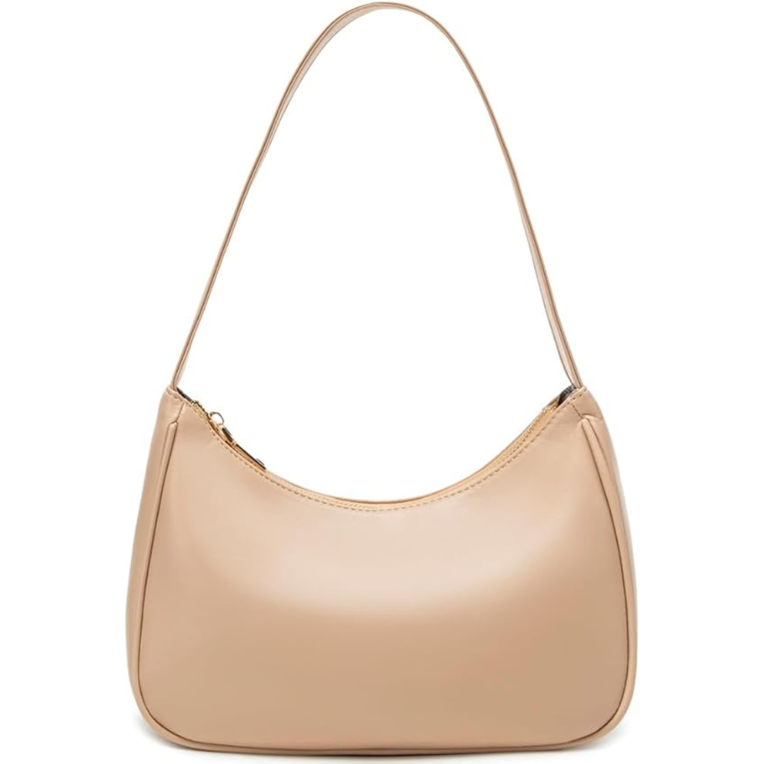 Compact Zippered Shoulder Bag for Women - Curved Silhouette Purse for Daily Essentials - Versatile Handbag Crossbody or Clutch - Lightweight | Thomler