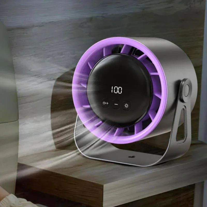 Compact Desktop Fan with 100-Speed Control, LED Display, USB Rechargeable & Wall Mount Option for Office, Bedroom | Thomler