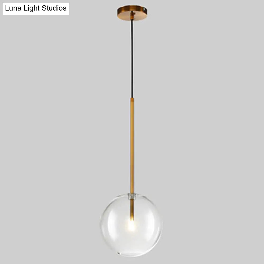 Clear Glass Globe Pendant Light with Gold Finish for Kitchen Island Dining Room Bedroom | Modern Hanging Ceiling Fixture | Thomler