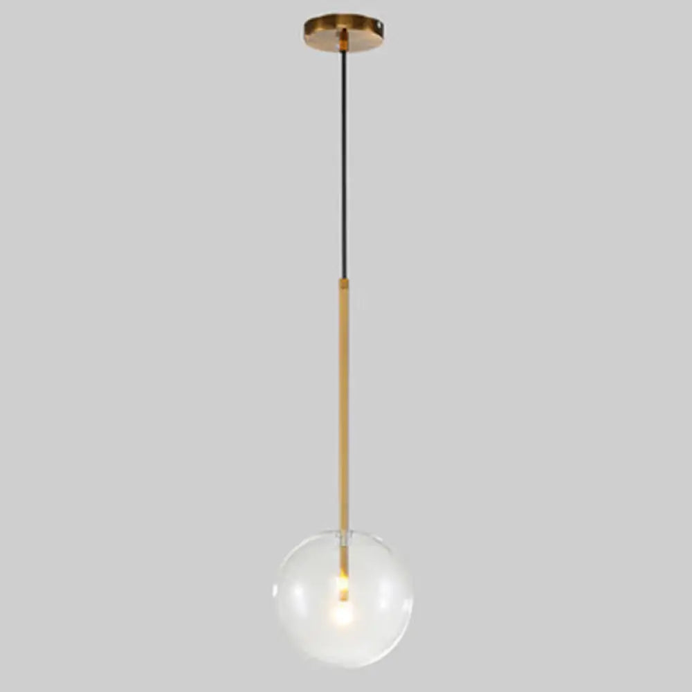 Clear Glass Globe Pendant Light with Gold Finish for Kitchen Island Dining Room Bedroom | Modern Hanging Ceiling Fixture | Thomler