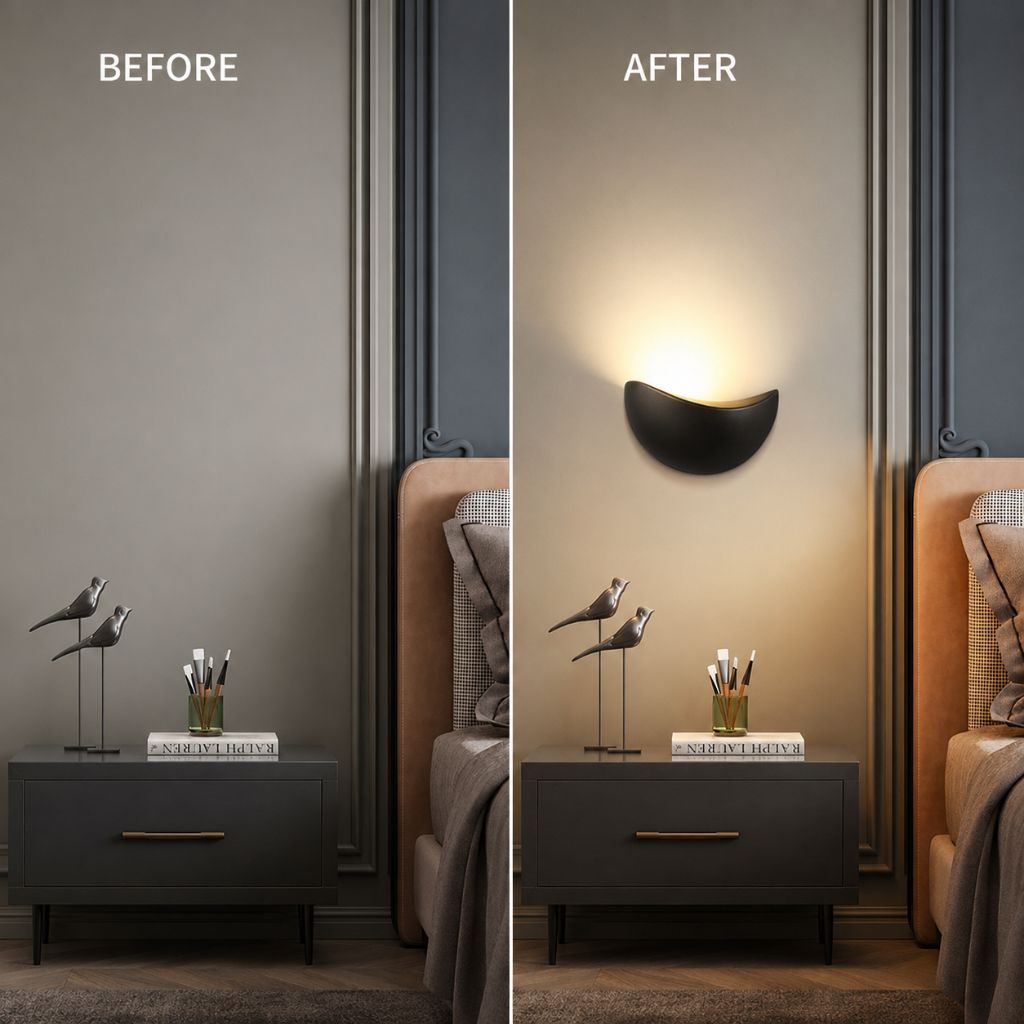 Half-Moon Aluminum LED Sconce – 5W Low-Profile Fixture for Bedroom, Hallway & Porch – IP65 Weatherproof Wall Lighting 3000K-5000K | Thomler