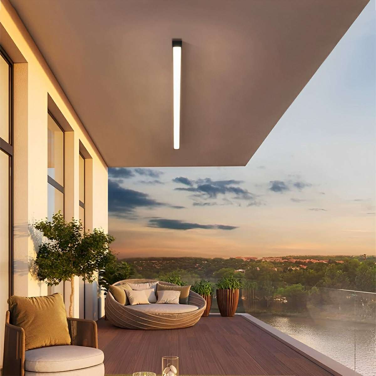 Ceiling Light Aluminium Linear 200.0 cm Black Dimmable LED Living Room Hallway Bedroom Modern Strip Lighting | Thomler