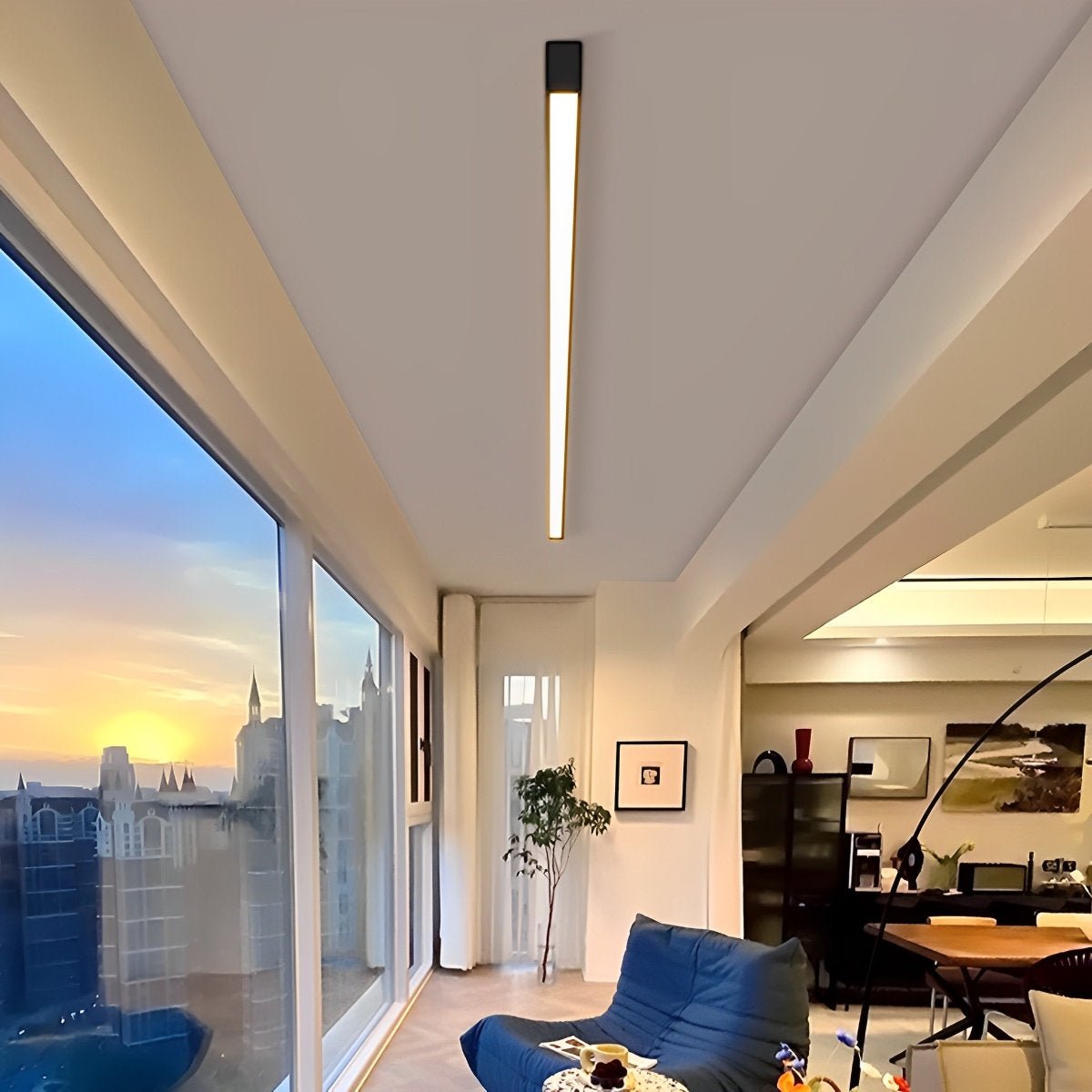 Ceiling Light Aluminium Linear 200.0 cm Black Dimmable LED Living Room Hallway Bedroom Modern Strip Lighting | Thomler