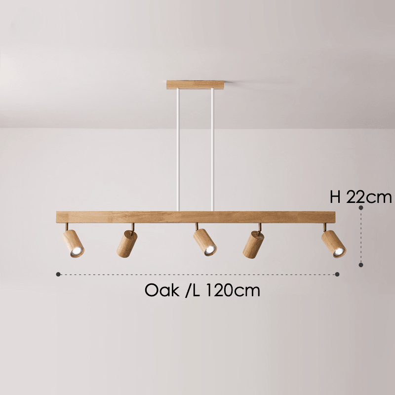 Ceiling Spotlight Solid Wood 120.0 cm Adjustable Track Living Room Dining Hallway Lighting Scandinavian Japandi Interior Lamp | Thomler