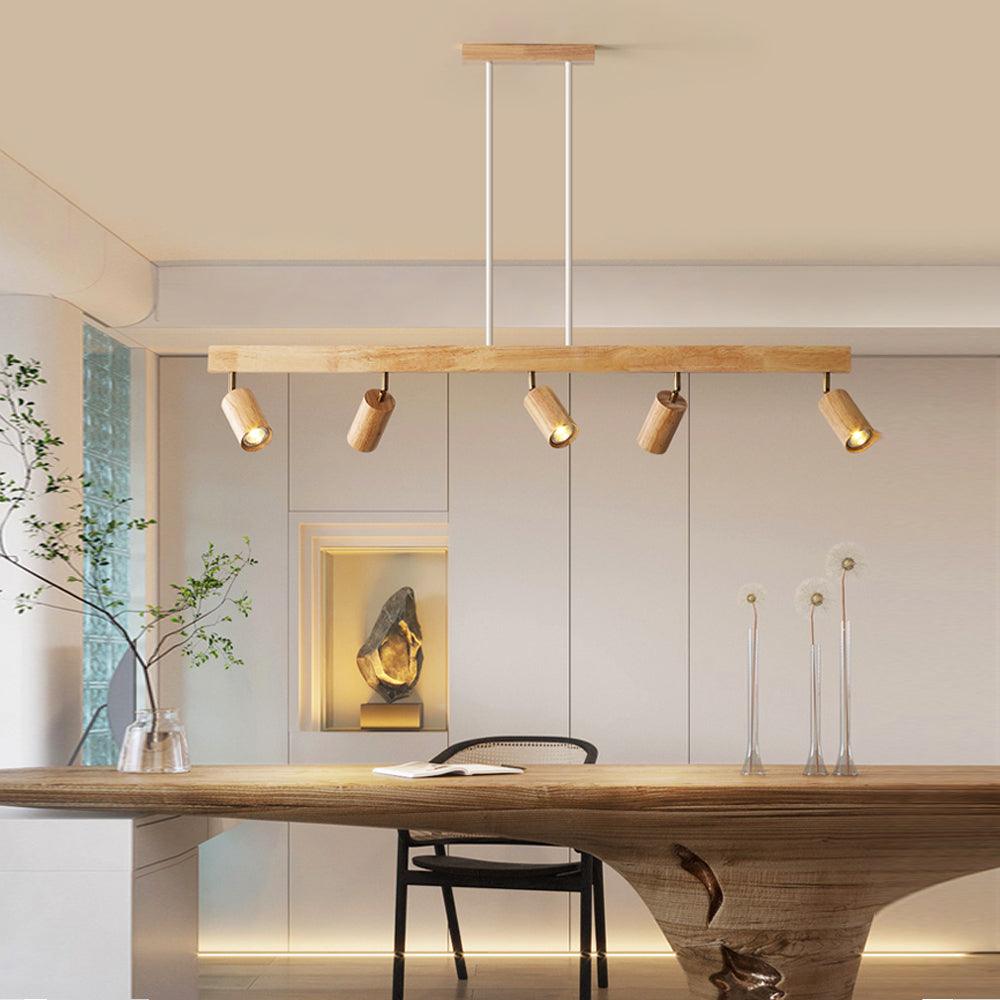 Ceiling Spotlight Solid Wood 120.0 cm Adjustable Track Living Room Dining Hallway Lighting Scandinavian Japandi Interior Lamp | Thomler