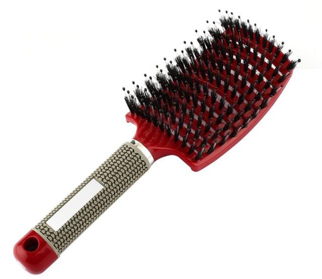Paddle Hairbrush with Boar Bristles for Smooth Frizz-Free Hair | Gentle Detangling Brush for Thick Curly Long Hair | Scalp-Friendly | Thomler