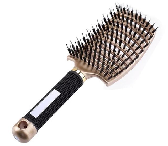 Paddle Hairbrush with Boar Bristles for Smooth Frizz-Free Hair | Gentle Detangling Brush for Thick Curly Long Hair | Scalp-Friendly | Thomler