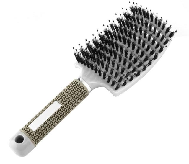 Paddle Hairbrush with Boar Bristles for Smooth Frizz-Free Hair | Gentle Detangling Brush for Thick Curly Long Hair | Scalp-Friendly | Thomler