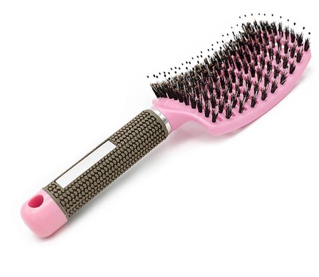 Paddle Hairbrush with Boar Bristles for Smooth Frizz-Free Hair | Gentle Detangling Brush for Thick Curly Long Hair | Scalp-Friendly | Thomler