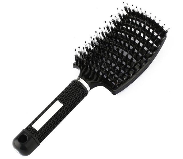 Paddle Hairbrush with Boar Bristles for Smooth Frizz-Free Hair | Gentle Detangling Brush for Thick Curly Long Hair | Scalp-Friendly | Thomler