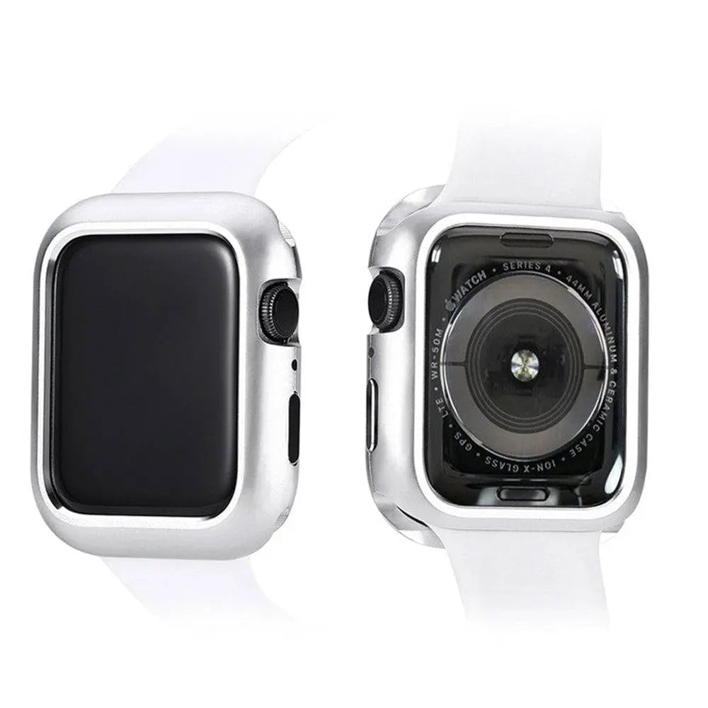 Armored Tempered Glass Watch Shield with Metal-Look Bumper Cover for Apple Watch 38mm-44mm Series 1-6 | Thomler