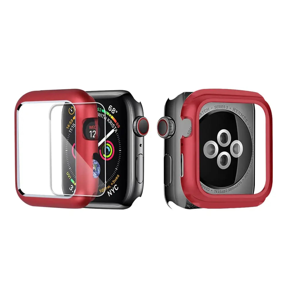 Armored Tempered Glass Watch Shield with Metal-Look Bumper Cover for Apple Watch 38mm-44mm Series 1-6 | Thomler