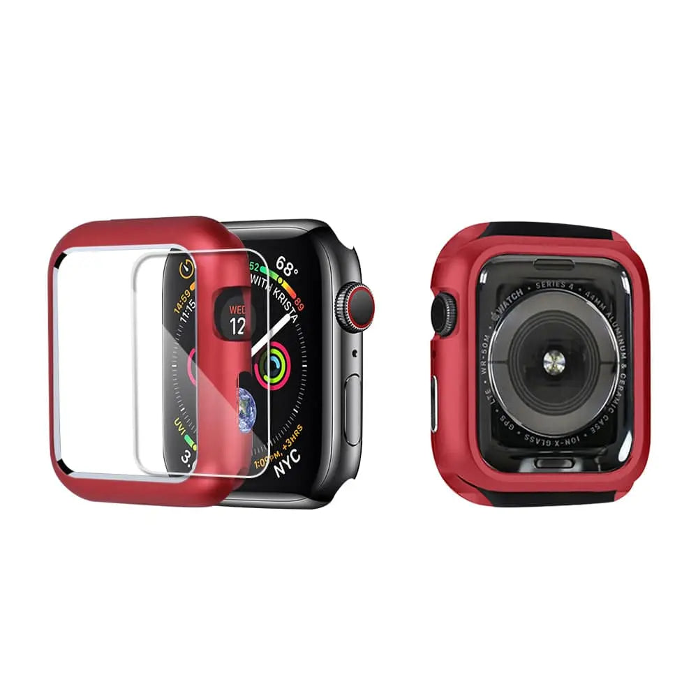 Armored Tempered Glass Watch Shield with Metal-Look Bumper Cover for Apple Watch 38mm-44mm Series 1-6 | Thomler