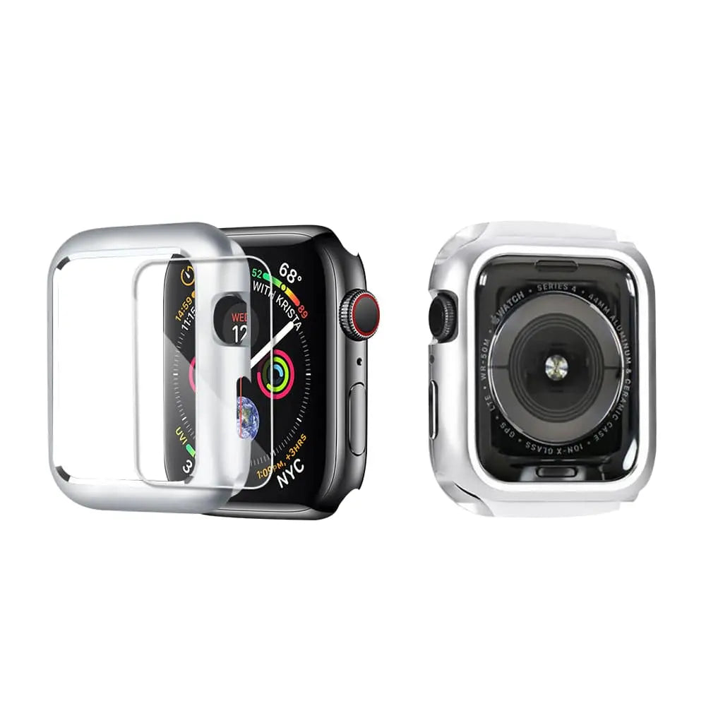 Armored Tempered Glass Watch Shield with Metal-Look Bumper Cover for Apple Watch 38mm-44mm Series 1-6 | Thomler