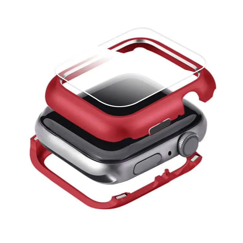 Armored Tempered Glass Watch Shield with Metal-Look Bumper Cover for Apple Watch 38mm-44mm Series 1-6 | Thomler