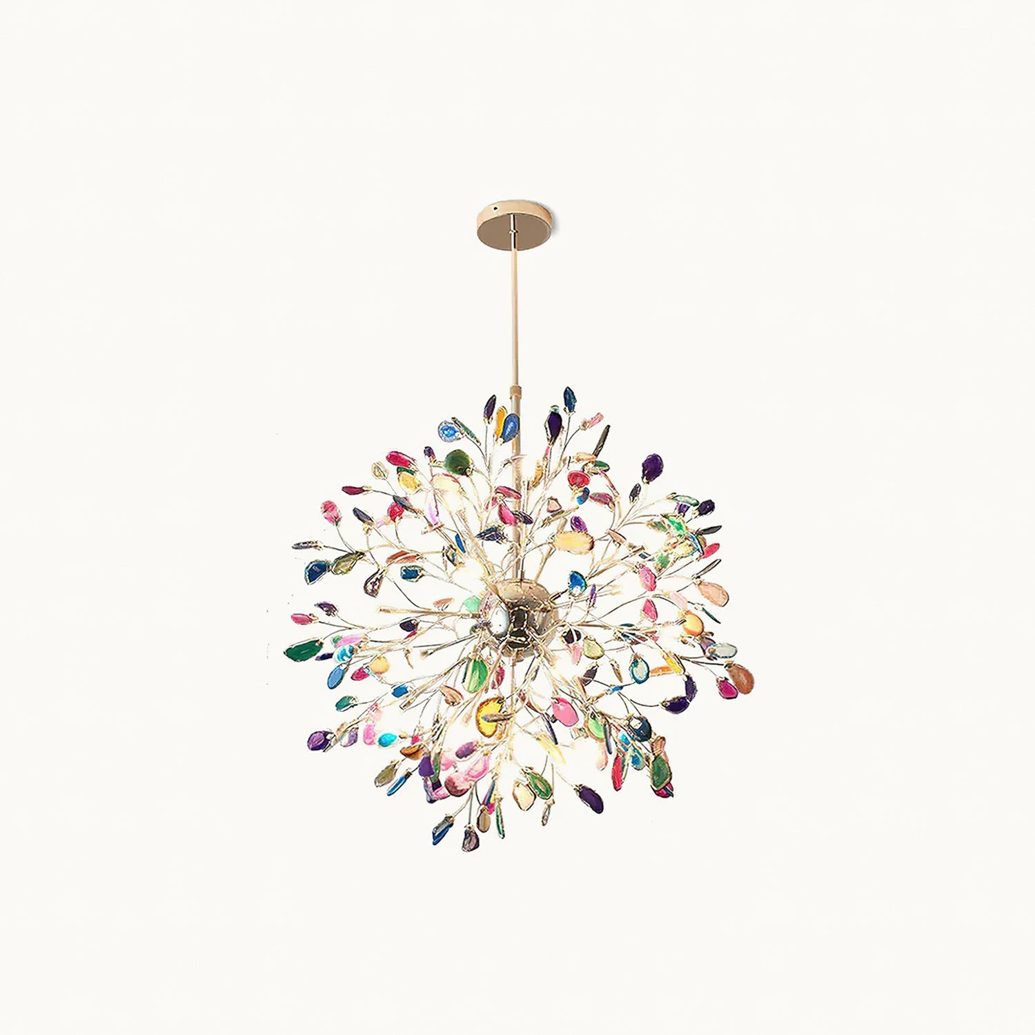 Pendant Light Natural Agate G4 58.0 cm Gold Living Room Dining Room Chandelier Multicolour Ceiling Hanging Light | Thomler