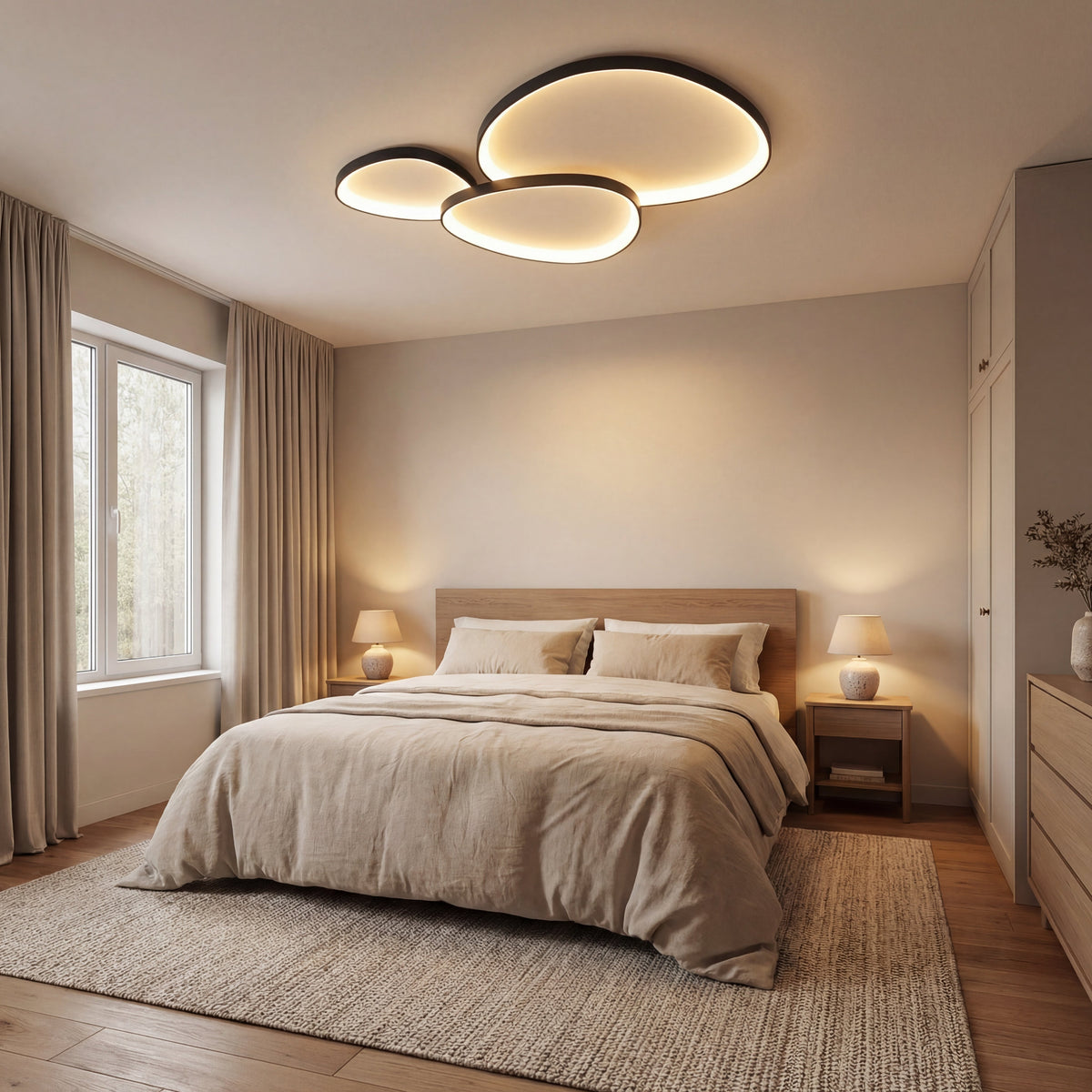 LED Ceiling Light Fixture Modern Minimalist Design for Dining Room Bar Kitchen | Integrated Bulb Aluminum Acrylic Panel Flush Mount | Thomler