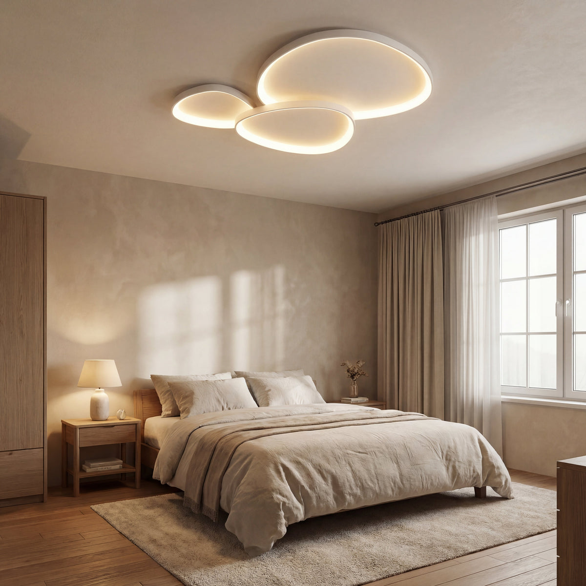 LED Ceiling Light Fixture Modern Minimalist Design for Dining Room Bar Kitchen | Integrated Bulb Aluminum Acrylic Panel Flush Mount | Thomler