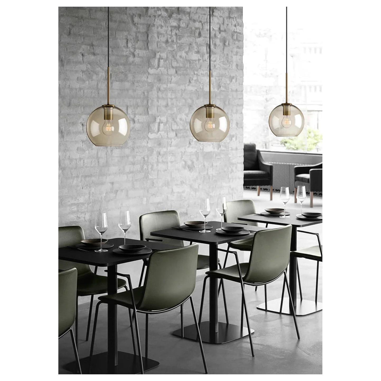 Pendant Light Glass 7.9 in Cognac Copper Dining Room Kitchen Island Hanging Ceiling Fixture Modern Minimalist | Thomler