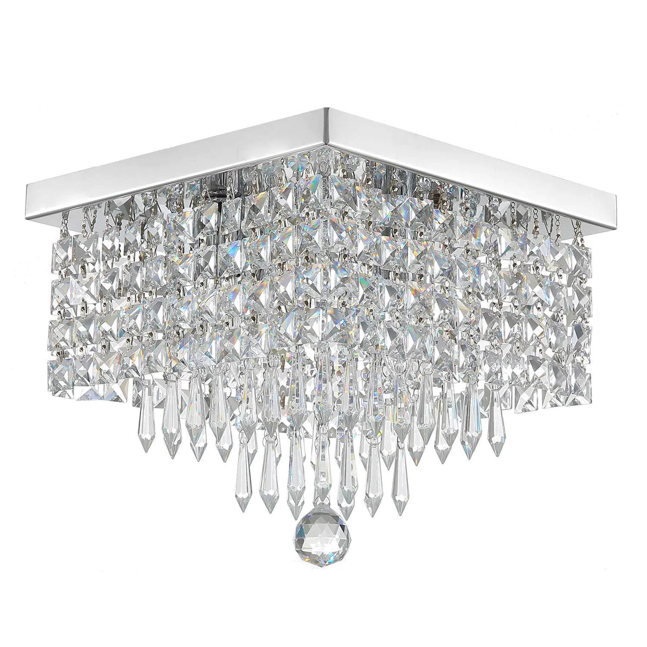 Crystal Flush Mount Ceiling Light 4-Light Chrome Finish for Hallway Bedroom Living Room Dining Room Kitchen Entry Contemporary Lighting | Thomler
