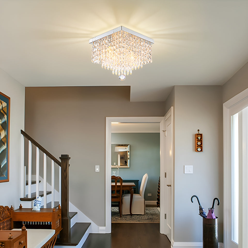 Crystal Flush Mount Ceiling Light 4-Light Chrome Finish for Hallway Bedroom Living Room Dining Room Kitchen Entry Contemporary Lighting | Thomler