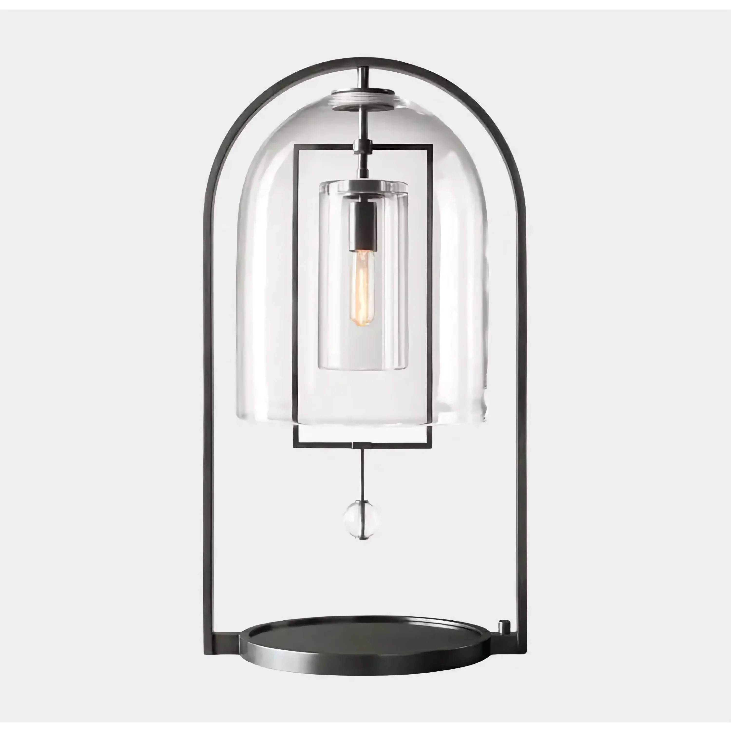 Table Lamp Glass Dome 17.7 in Brass Bedroom Living Room Accent Lighting Modern Arched Decorative Light | Thomler
