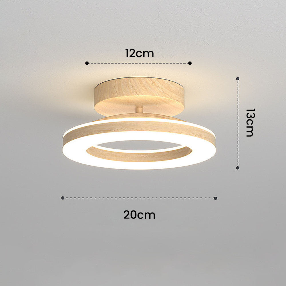Flush Mount LED Disc Ceiling Light – Wood Finish Round Fixture for Bedroom, Hallway & Dining Room – 8-12 Inch Compact Low Profile Design | Thomler