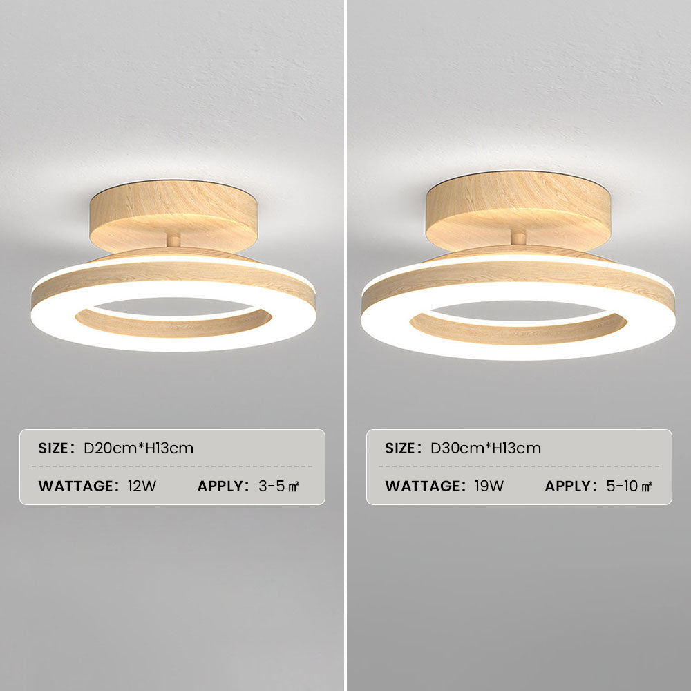 Flush Mount LED Disc Ceiling Light – Wood Finish Round Fixture for Bedroom, Hallway & Dining Room – 8-12 Inch Compact Low Profile Design | Thomler