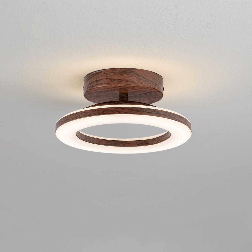 Flush Mount LED Disc Ceiling Light – Wood Finish Round Fixture for Bedroom, Hallway & Dining Room – 8-12 Inch Compact Low Profile Design | Thomler
