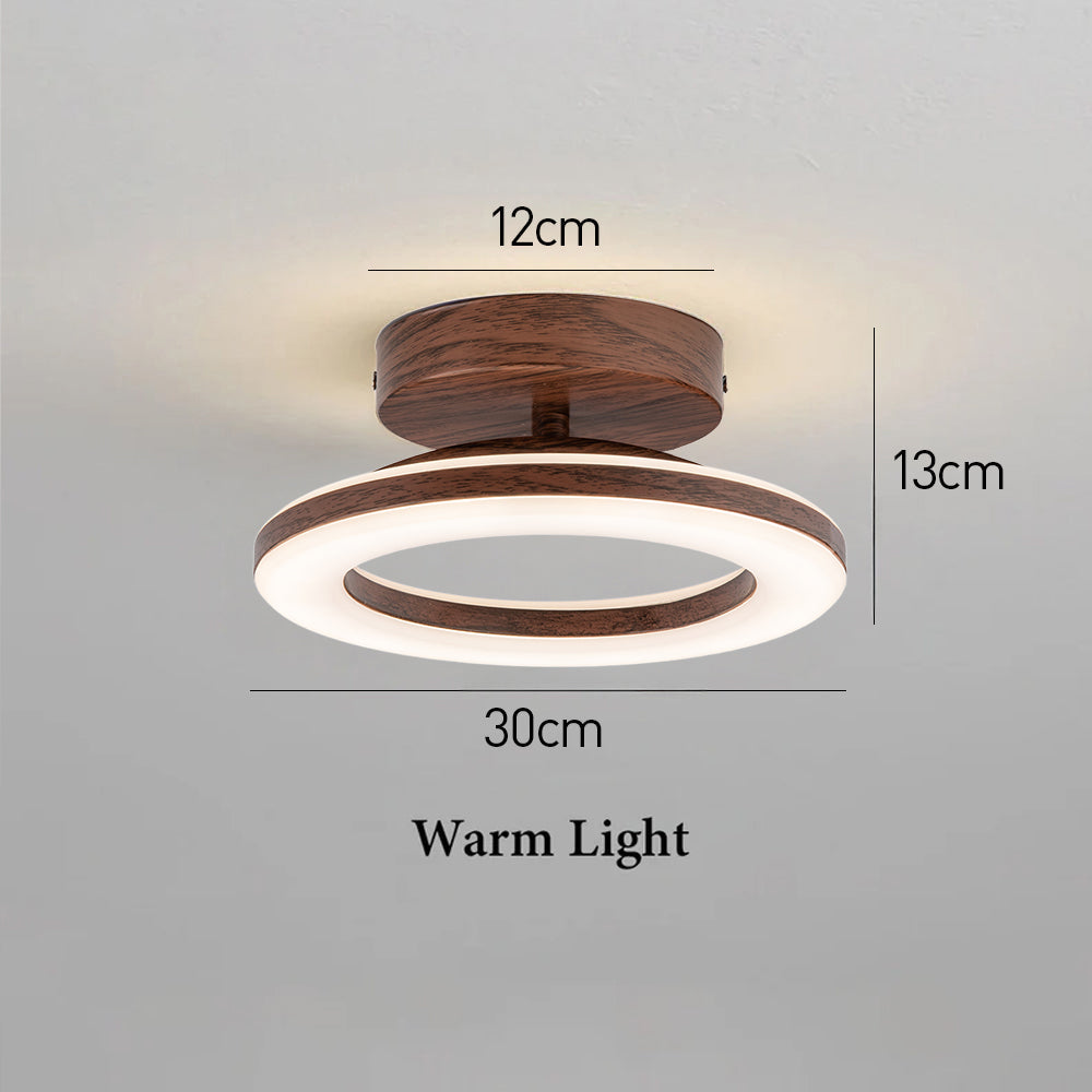 Flush Mount LED Disc Ceiling Light – Wood Finish Round Fixture for Bedroom, Hallway & Dining Room – 8-12 Inch Compact Low Profile Design | Thomler