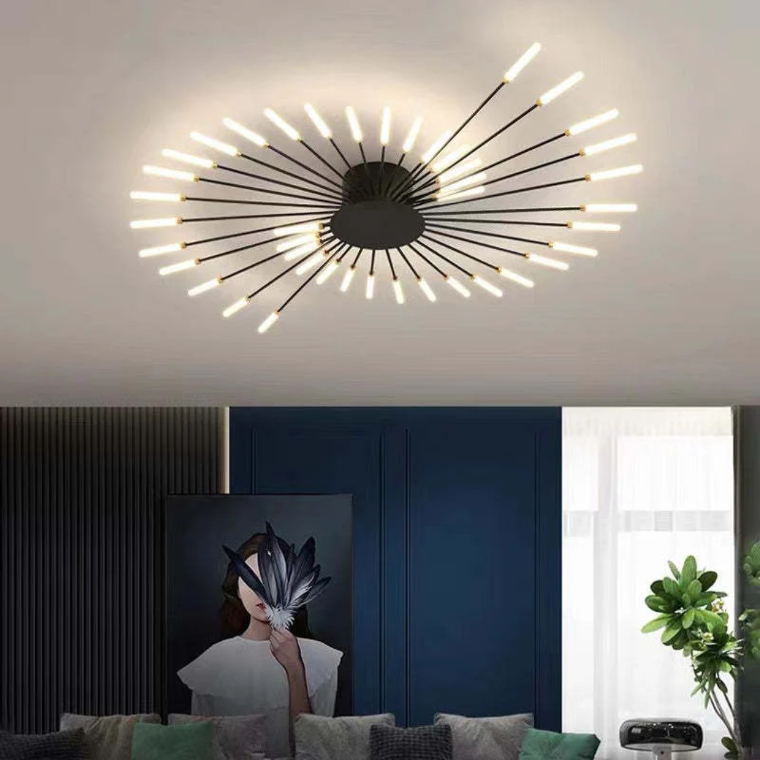 Large LED Ceiling Light Fixture with Multiple Bulbs for Living Room Bedroom Hotels White Metal Acrylic Flush Mount Indoor Lighting 10-16 Squ | Thomler