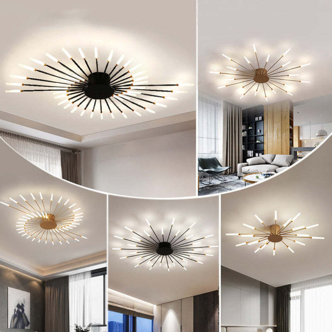 Large LED Ceiling Light Fixture with Multiple Bulbs for Living Room Bedroom Hotels White Metal Acrylic Flush Mount Indoor Lighting 10-16 Squ | Thomler