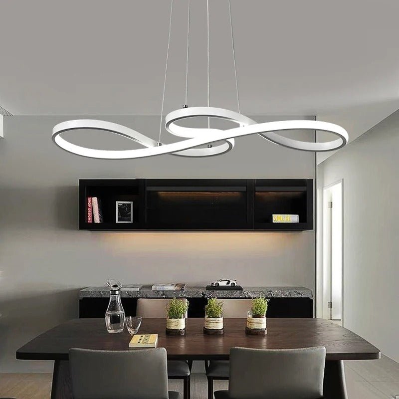 Pendant Light Aluminium LED Rings 95.0 cm Gold Dimmable Dining Room Living Room Hanging Ceiling Lamp Remote Control | Thomler
