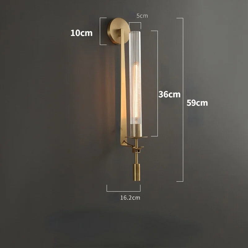 Wall Lamp Glass Tube 23.2 in Gold LED Bedroom Bathroom Hallway Sconce Modern Accent Lighting Fixture | Thomler