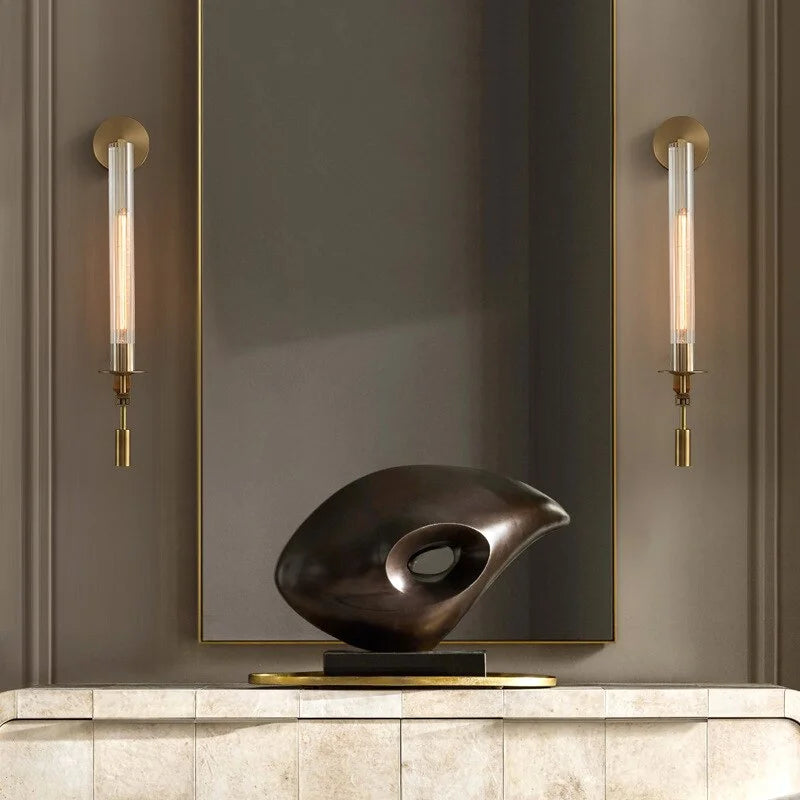 Wall Lamp Glass Tube 23.2 in Gold LED Bedroom Bathroom Hallway Sconce Modern Accent Lighting Fixture | Thomler