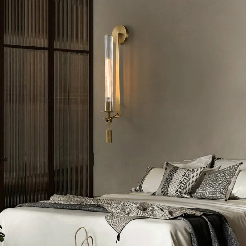 Wall Lamp Glass Tube 23.2 in Gold LED Bedroom Bathroom Hallway Sconce Modern Accent Lighting Fixture | Thomler