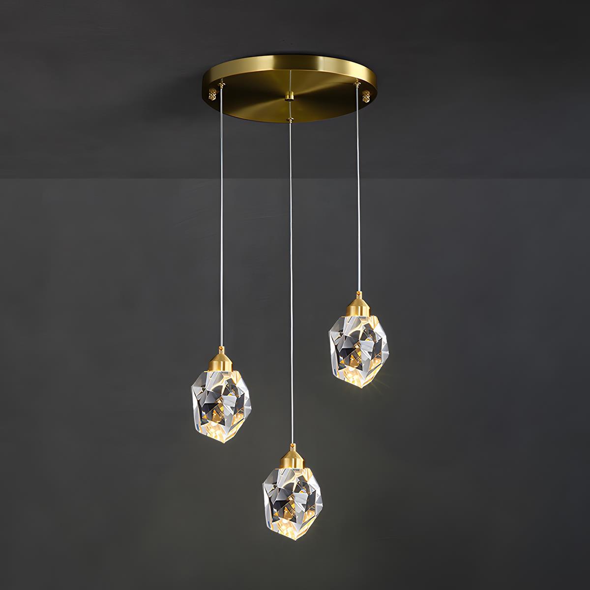 Pendant Light Brass Crystal 5W Adjustable 78 in Gold Living Room Dining Area Ceiling Lamp | Thomler